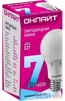 Онлайт 71648 Светодиодная лампа OLL-A60-7-230-4K-E27