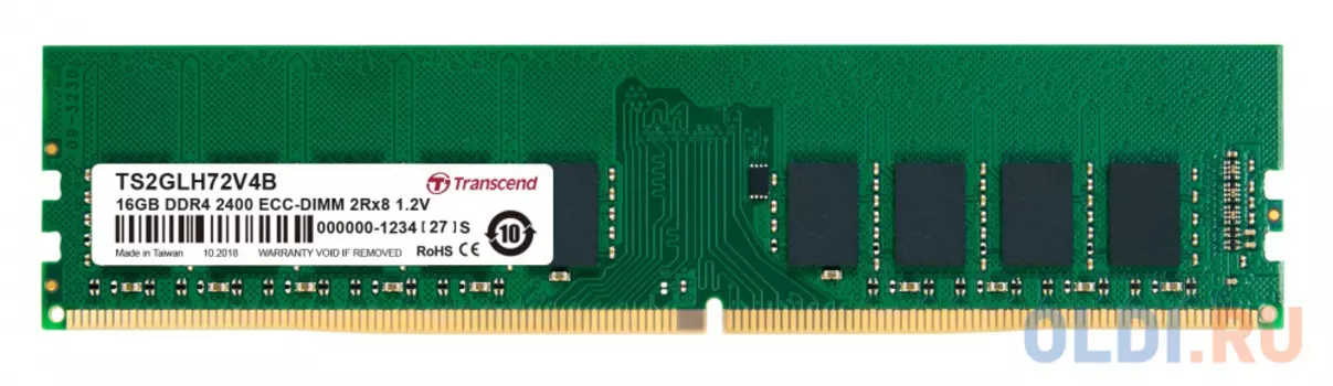 Оперативная память 16Gb (1x16Gb) PC4-19200 2400MHz DDR4 DIMM ECC CL17 Transcend TS2GLH72V4B