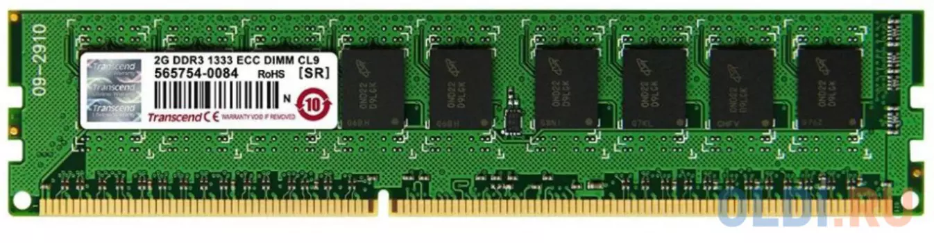 Оперативная память 2Gb (1x2Gb) PC3-10600 1333MHz DDR3 DIMM ECC CL9 Transcend TS256MLK72V3N