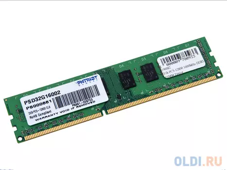 Оперативная память 2Gb PC3-12800 1600MHz DDR3 DIMM Patriot PSD32G160081