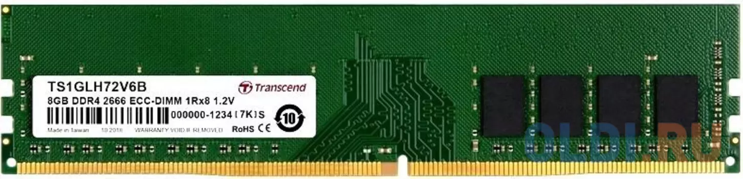 Оперативная память 8Gb (1x8Gb) PC4-21300 2666MHz DDR4 DIMM ECC CL19 Transcend TS1GLH72V6B