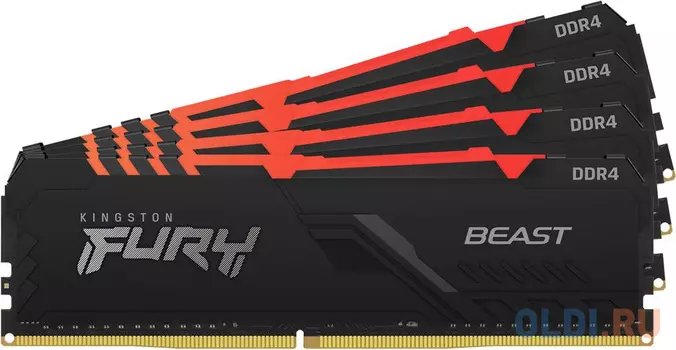 Оперативная память для компьютера Kingston Fury Beast RGB DIMM 32Gb DDR4 2666 MHz KF426C16BBAK4/32