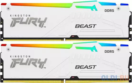 Оперативная память для компьютера Kingston Fury Beast White RGB DIMM 32Gb DDR5 6000 MHz KF560C36BWE2AK2-32