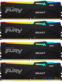 Оперативная память для компьютера Kingston Fury Beast Black RGB DIMM 64Gb DDR5 5200 MHz KF552C40BBAK4-64