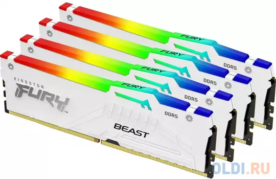 Оперативная память для компьютера Kingston Fury Beast White RGB DIMM 64Gb DDR5 5200 MHz KF552C40BWAK4-64