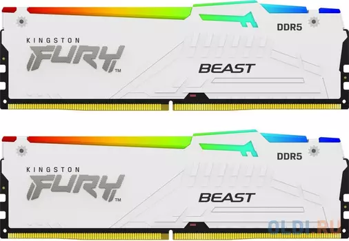 Оперативная память для компьютера Kingston Fury Beast White RGB DIMM 64Gb DDR5 5200 MHz KF552C40BWAK2-64