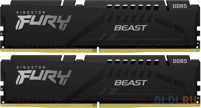 Оперативная память для компьютера Kingston Fury Beast Black DIMM 64Gb DDR5 6000 MHz KF560C30BBK2-64