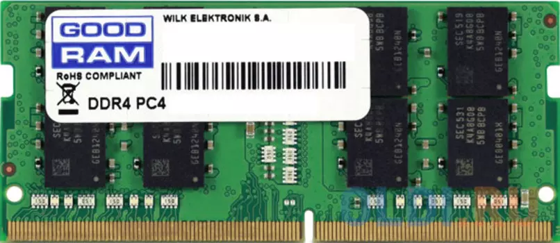 Оперативная память для ноутбука 16Gb (1x16Gb) PC4-19200 2400MHz DDR4 SO-DIMM CL17 Goodram GR2400S464L17/16G