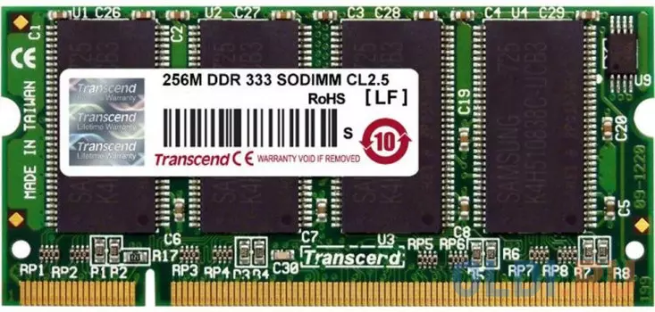 Оперативная память для ноутбука Transcend TS32MSD64V3F5 SO-DIMM 256 Мб DDR 333MHz