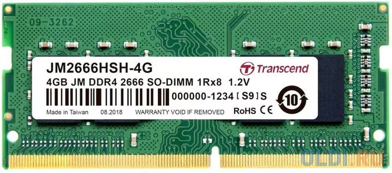 Оперативная память Transcend JM2666HSD-4G SO-DIMM 4Gb DDR4 PC4-21300 2666MHz