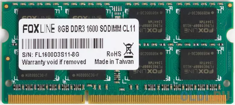 Оперативная память для ноутбука Foxline FL1600D3S11-8G CL11 SO-DIMM 8Gb DDR3 1600 MHz FL1600D3S11-8G