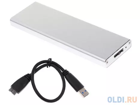 ORIENT 3502S U3, USB 3.0 контейнер для SSD M.2 (NGFF) SATA 6Gb/s (ASM1153E), поддержка TRIM, алюминий, серебристый цвет
