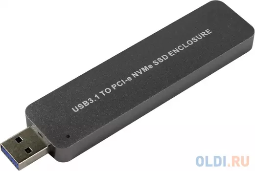 ORIENT 3551U3, USB 3.1 Gen2 контейнер для SSD M.2 NVMe 2242/2260/2280 M-key, PCIe Gen3x2 (JMS583),10 GB/s, поддержка UAPS,TRIM, разъем USB3.1 Type-A, корпус в виде флешки, черный (30901)