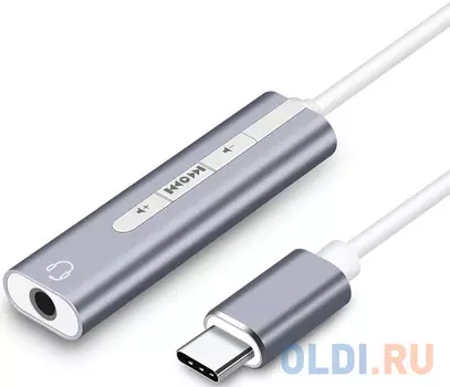 ORIENT AU-05PL, Адаптер USB to Audio (звуковая карта), jack 3.5 mm (4-pole) для подключения телефонной гарнитуры к порту USB Type-C, кнопки: громкость