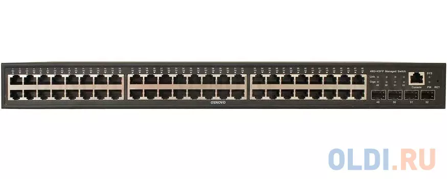 OSNOVO Управляемый L2 PoE коммутатор Gigabit Ethernet на 48 RJ45 PoE + 4*GE SFP, до 30W на порт, суммарно до 800W