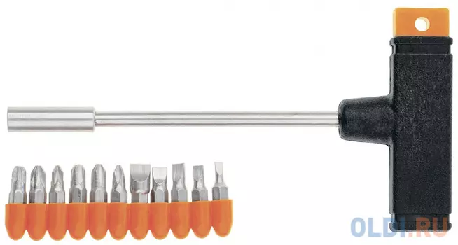 Отвертка с Т-образной ручкой, набор бит, 11 шт.// Sparta