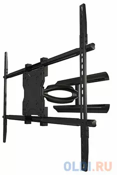 [P65] Универсальное наклонно-поворотное настенное крепление Wize Pro P65 для 46"-65"+ дисплеев, Max VESA 800x672 мм, наклон +15/-15°, поворот 180°, вращение +6/-6°, расстояние от стены 9-37 см, до 68 кг, черн.