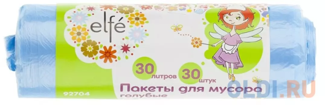 Пакеты для мусора 30л*30шт голубые, Россия// Elfe