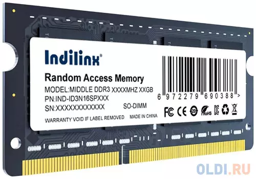 Память SO-DIMM DDR3 8Gb PC12800 1600MHz CL11 Indilinx 1.5V (IND-ID3N16SP08X)