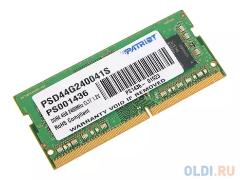 Память SO-DIMM DDR4 4GB (pc-19200) 2400MHz Patriot