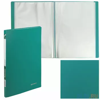 Папка 20 вкладышей BRAUBERG "Office", зеленая, 0,5 мм, 222627
