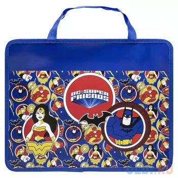 Папка для тетрадей на молнии с ручкой ACTION! DC COMICS, ф.А4, цв. печать, пластик, 2 дизайна