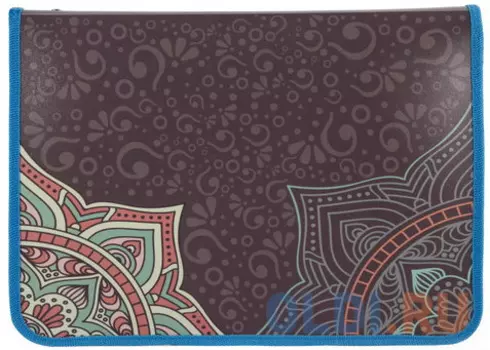 Папка для труда BRAUBERG, А4, пластик, цветная печать, молния вокруг, для девочек, "Орнамент", 227116