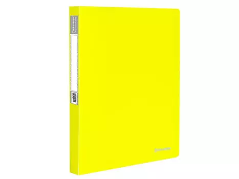 Папка на 2 кольцах c внутренним карманом BRAUBERG "Neon", 25 мм, неоновая, желтая, до 170 листов, 0.7 мм, 227457