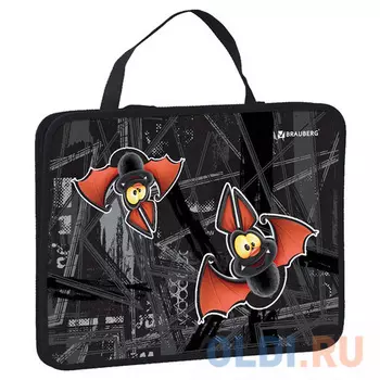 Папка на молнии с ручками BRAUBERG, А4, 1 отделение, пластик, цветная печать, молния вокруг, Летучая мышь, 75 мм, 228165