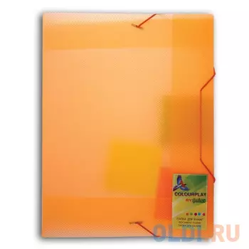 Папка на резинках COLOURPLAY, ф.A4, прозрачная ассорти 0,7 мм, корешок 19мм ICPF322