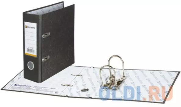 Папка-регистратор BRAUBERG, А5, вертикальная, фактура стандарт, мраморное покрытие, 70 мм, черный корешок, 221721