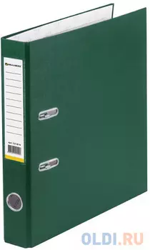 Папка-регистратор BRAUBERG с покрытием из ПВХ, 50 мм, зеленая (удвоенный срок службы), 221816