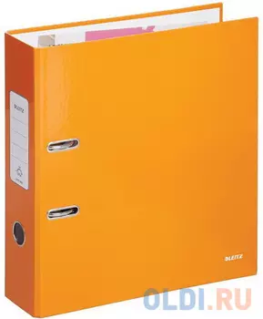 Папка-регистратор LEITZ, механизм 180°, с покрытием пластик, 80 мм, оранжевая, 10101245