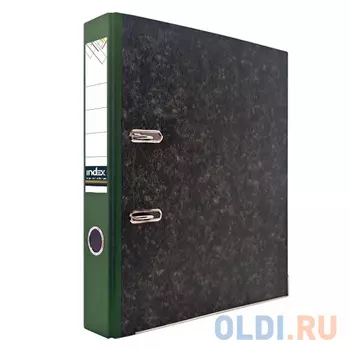 Папка-регистратор "под мрамор", 50 мм, А4, корешок зеленый