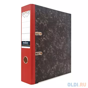 Папка-регистратор "под мрамор", 80 мм, А4, корешок красный