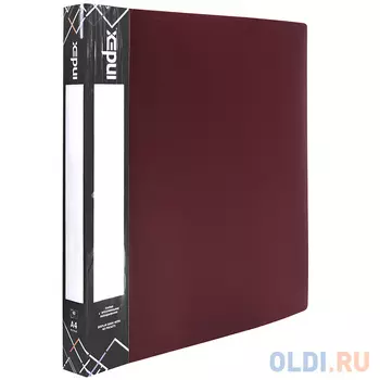 Папка с 60 файлами SATIN, форзац, ф.A4, 0,7мм, бордовая