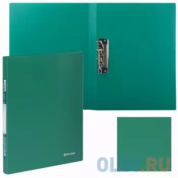 Папка с боковым металлическим прижимом BRAUBERG стандарт, зеленая, до 100 листов, 0,6 мм, 221627
