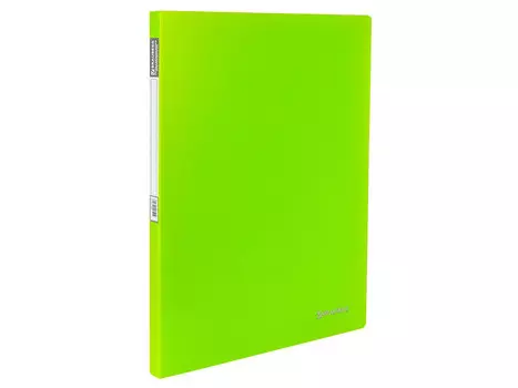Папка с металлическим скоросшивателем и внутренним карманом BRAUBERG "Neon", 16 мм, зеленая, до 100 листов