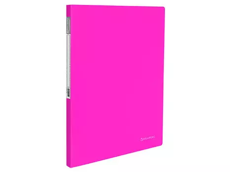 Папка с металлическим скоросшивателем и внутренним карманом BRAUBERG "Neon", 16 мм, розовая, до 100 листов