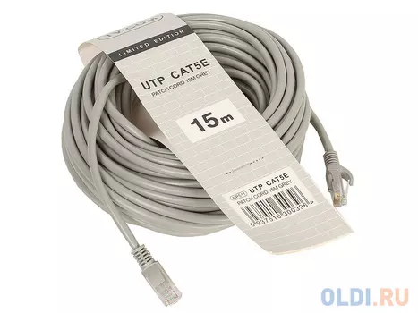 Патч-корд литой TV-COM многожильный UTP кат.5е 15м серый