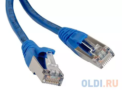 Патч-корд RJ45 - RJ45, 4 пары, FTP, категория 6, 0.5 м, синий, LSZH, LANMASTER LAN-PC45/S6-0.5-BL