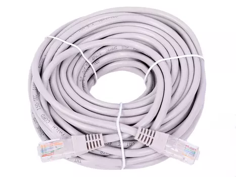 Патч-корд RJ45 - RJ45, 4 пары, UTP, категория 5е, 15 м, серый, TWT TWT-45-45-15-GY