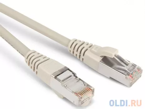 Патч-корд STP 5E категории 0.5м Hyperline PC-LPM-STP-RJ45-RJ45-C5e-0.5M-LSZH-GY экранированный серый