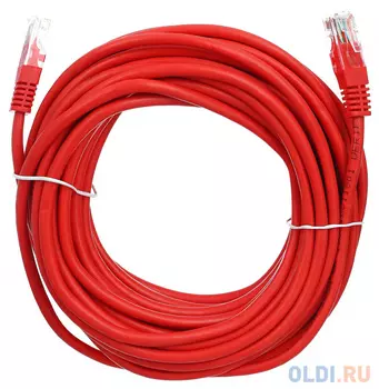 Патчкорд литой Aopen/Qust UTP кат.5е 10м красный 