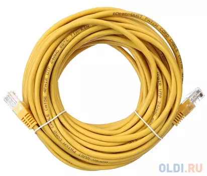 Патчкорд литой Aopen/Qust UTP кат.5е 15м желтый 