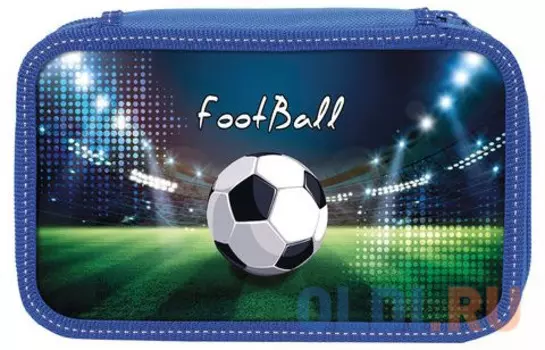 Пенал без наполнения ЮНЛАНДИЯ, 3 отделения, ламинированный картон, тканевый торец, 20х11 см, Стадион, 228110