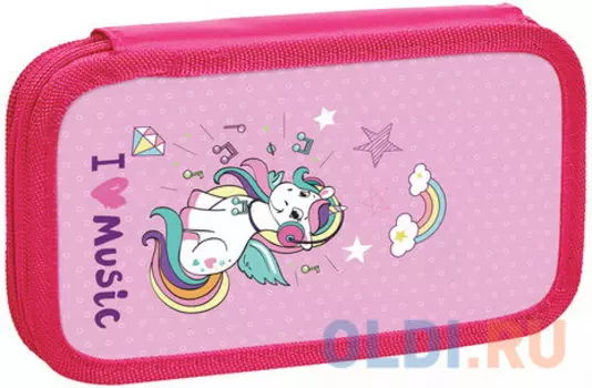 Пенал ЮНЛАНДИЯ, 2 отделения, ламинированный картон, тканевый торец, 19х11 см, Music, 228260