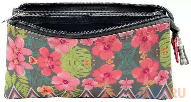 Пенал-косметичка, 3 отд., 2 молнии, без наполнения, размер 21 х11 см
