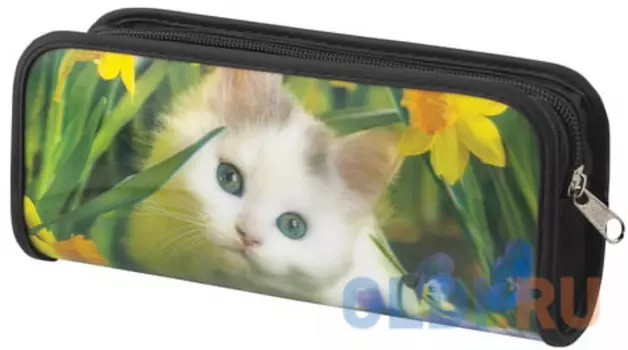 Пенал-косметичка BRAUBERG, с эффектом 3D, пластик, "Белый котенок", 22х10х5 см, 227310