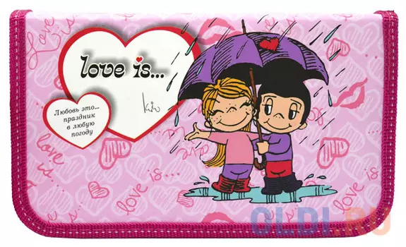 Пенал на одно отделение Action! LOVE IS в ассортименте LI-190/115-1
